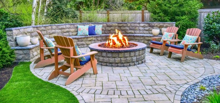 Landscape Design with Paver Patio, Fire Pit, Retaining Wall, Outdoor ... Landscape Design with Paver Patio, Fire Pit, Retaining Wall, Outdoor ...