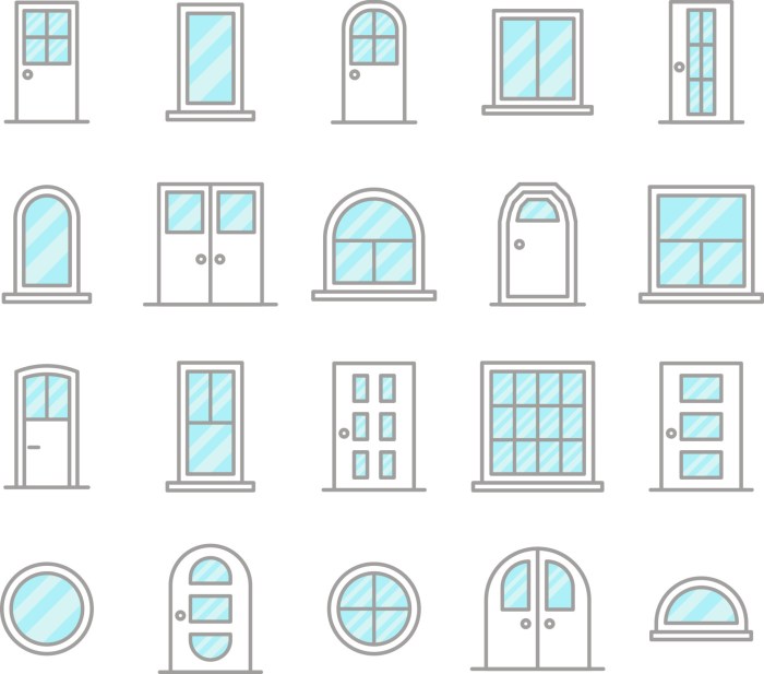 Doors and windows, illustration, vector, on a white background ... Doors and windows, illustration, vector, on a white background ...