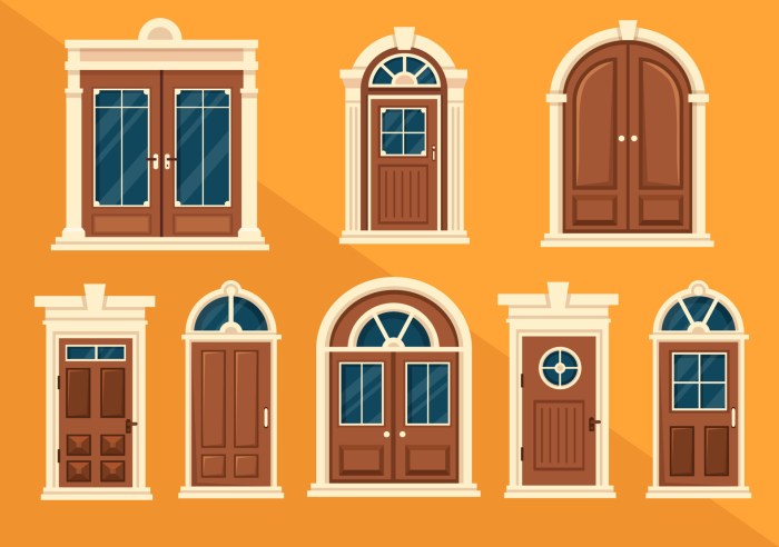 House Architecture with Set of Doors and Windows Various Shapes, Colors ... House Architecture with Set of Doors and Windows Various Shapes, Colors ...